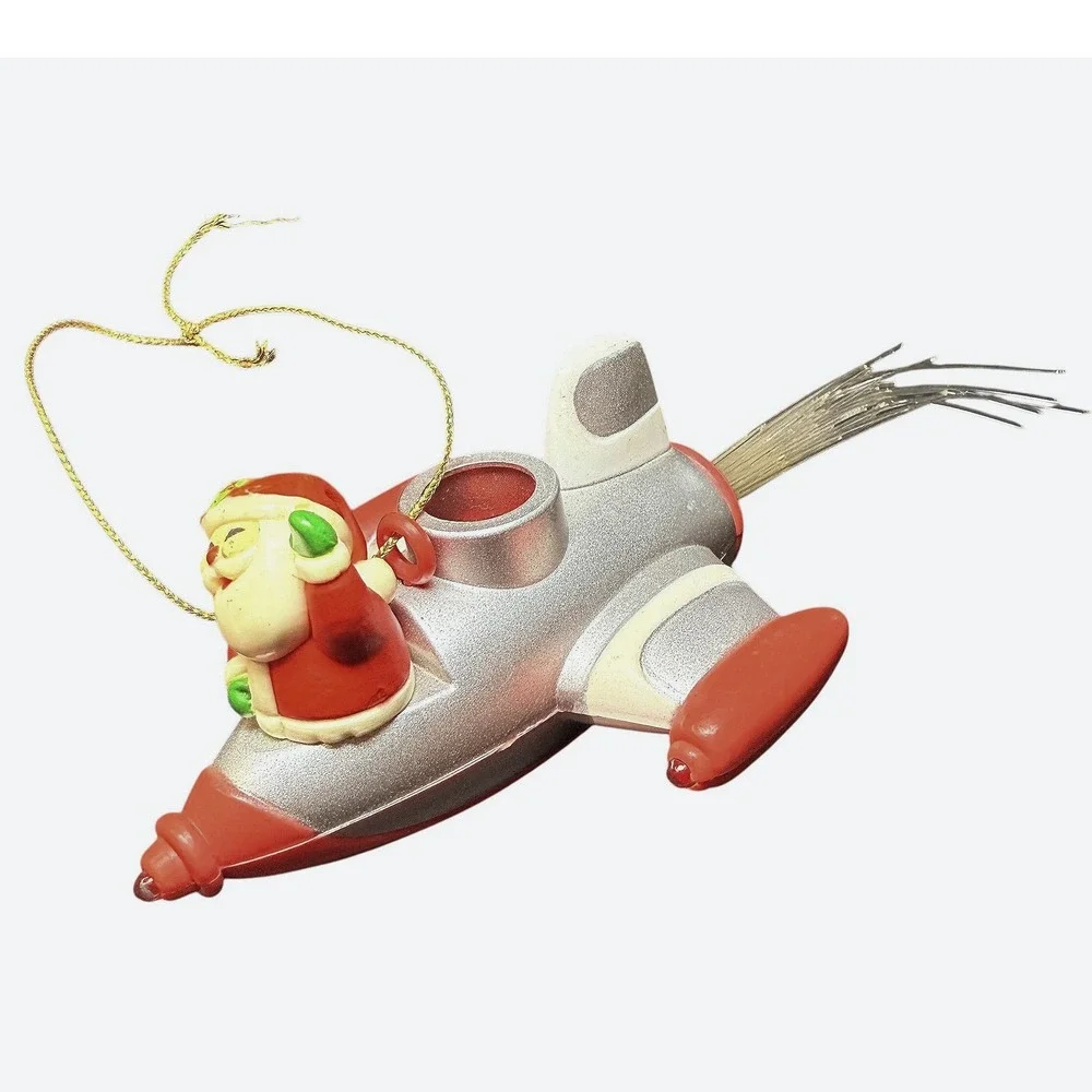 Vintage 1980s Avon Super Sonic Santa Fiber Optic Ornament Christmas‎ Retro